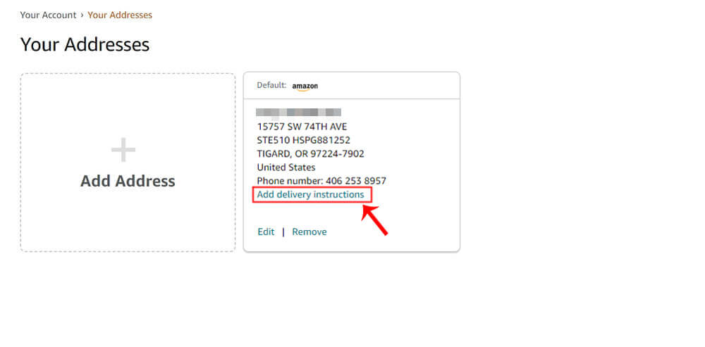 amazon Add delivery instructions