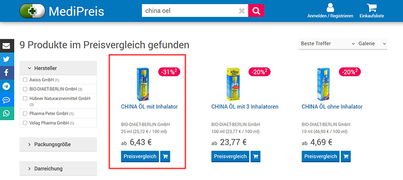德國比價網MediPreis_百靈油
