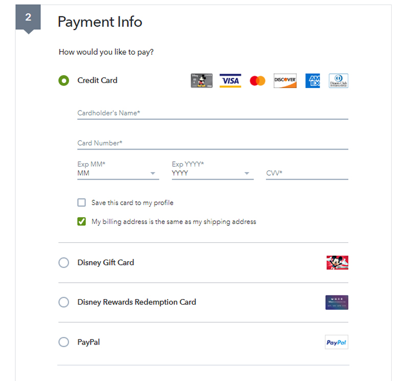 payment info